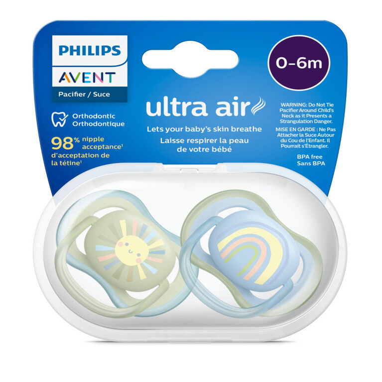 Avent Ultra Air Pacifier 0-6m sun /rainbow 4pk