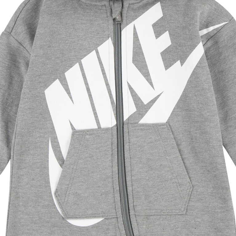 Nike Futura Hooded Coverall - Dark Grey Heather - Size 24 Months