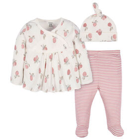 Gerber Childrenswear - 3 Piece Top, Pant & Cap - Appley Sweet - NB
