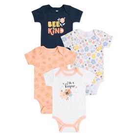 Koala Baby 4 Pack Short Sleeve Bodysuit White