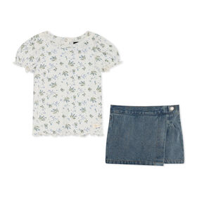 7 For All Mankind Ensemble De 2 Jupe-Short En Denim, Guimauve