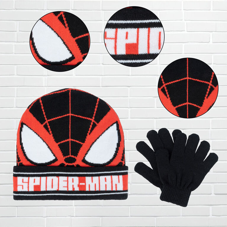 Spider-Man Hat And Glove Set Black And Red
