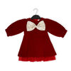 Baby Mode Signature Red Velvet Bow Dress 6-9M