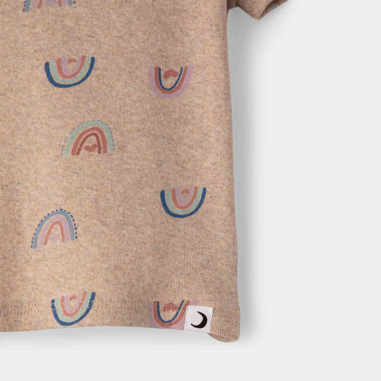 RISE Little Earthling Short Sleeve 2 Piece Sleep Lt Grey Mix Rainbow