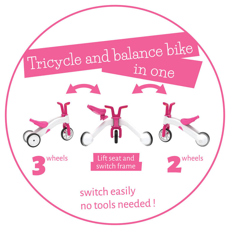 Chillafish Bunzi: 2-in-1 Gradual Balance Bike & Tricycle, Pink
