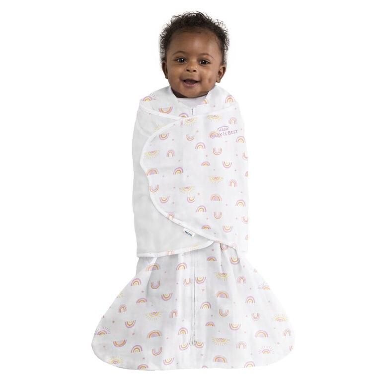 Couverture à Emmailloter HALO SleepSack - Coton - Sunshine Rainbows Petit 3-6 Mois