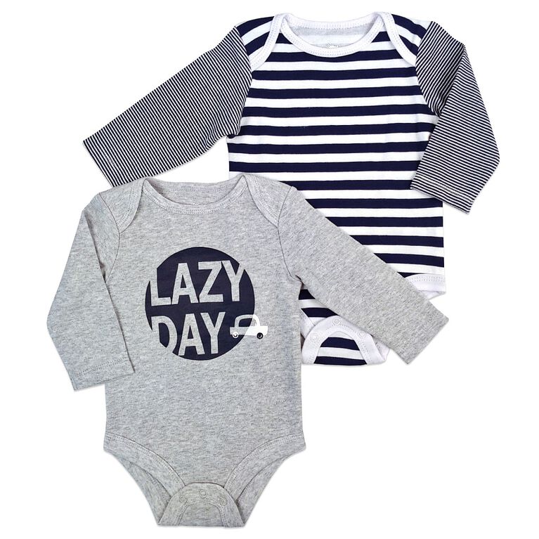 Koala Baby 2-Pack Bodysuitt - Grey, 3 Months