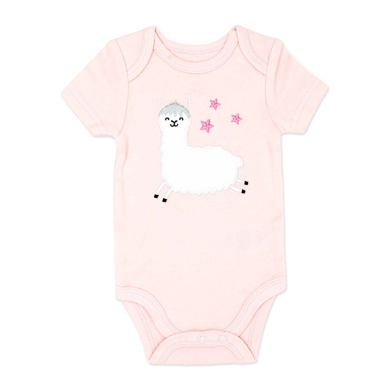 Baby Mode Short Sleeve Bodysuit:Pink Llama Newborn
