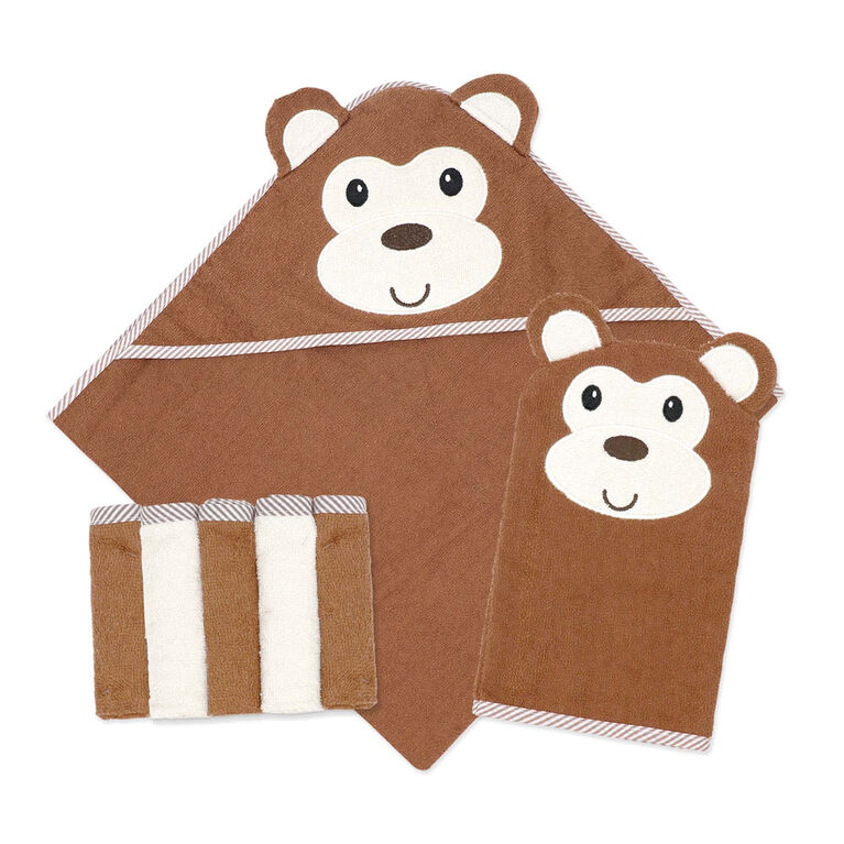 Baby Mode Signature 7 Piece Bath Set:Brown Monkey