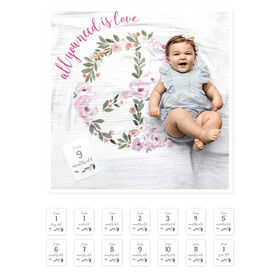 Lulujo - 1ère année de bébé - jalon mensuel photographie fond Prop, couverture et jeu de cartes - Tout ce dont vous avez besoin c'est de l'amour