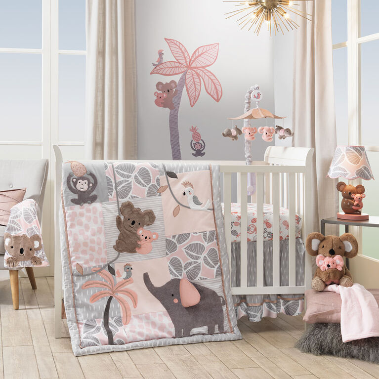 Lambs & Ivy Calypso Elephant Koala Musical Mobile - Pink/Gray