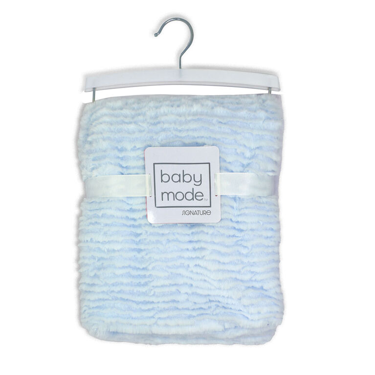 Baby Mode Signature Ridged Plush Blanket: Blue