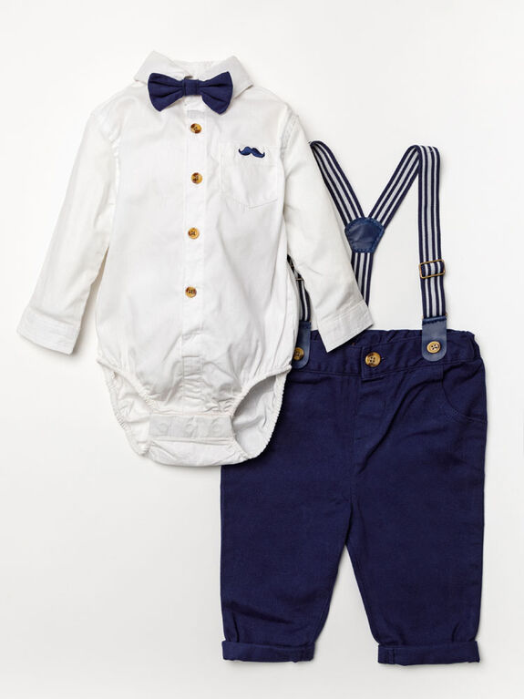 Little Gent Suspender Set Navy 0-3M