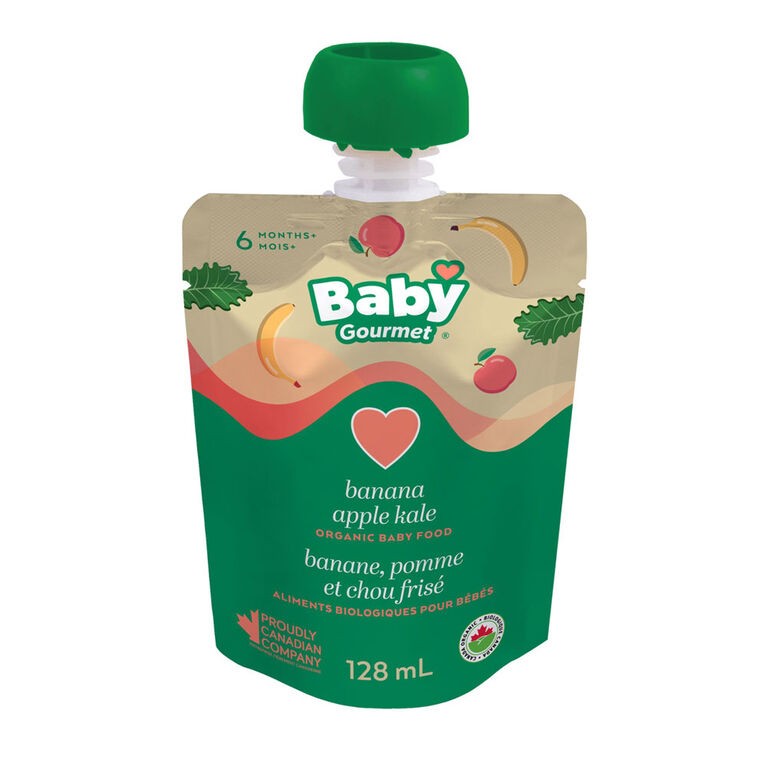 Baby Gourmet Mélange de chou vert frisé, bananes et pommes.
