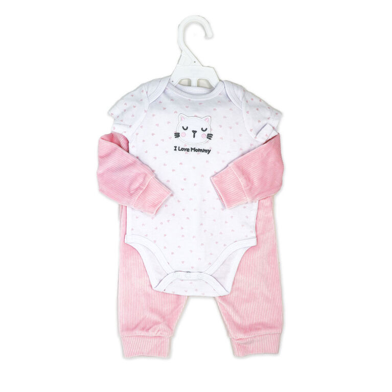 Sterling Baby 3 Piece Velour Jacket Set: Pink Kitty