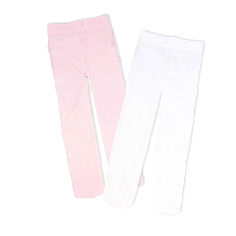 Baby Mode Signature Lot de 2 collants : rose et blanc 6-12 mois