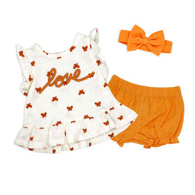 Sterling Baby 3 Piece Short Set: Peach Love