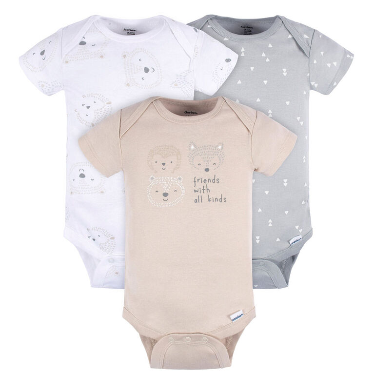 Gerber Childrenswear - Paquet de 3 combinaisons à manches courtes - Friends - 3-6M
