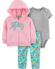 Carter’s 3-Piece Elephant Cardigan Set - Pink, 12 Months