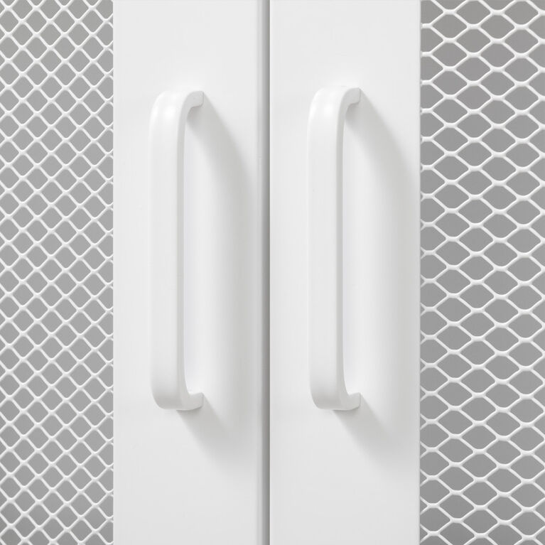 Crea Meuble de rangement avec portes grillagées en métal Blanc solide