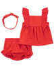 Carter's Three Piece Bubble Short Set Red 6M