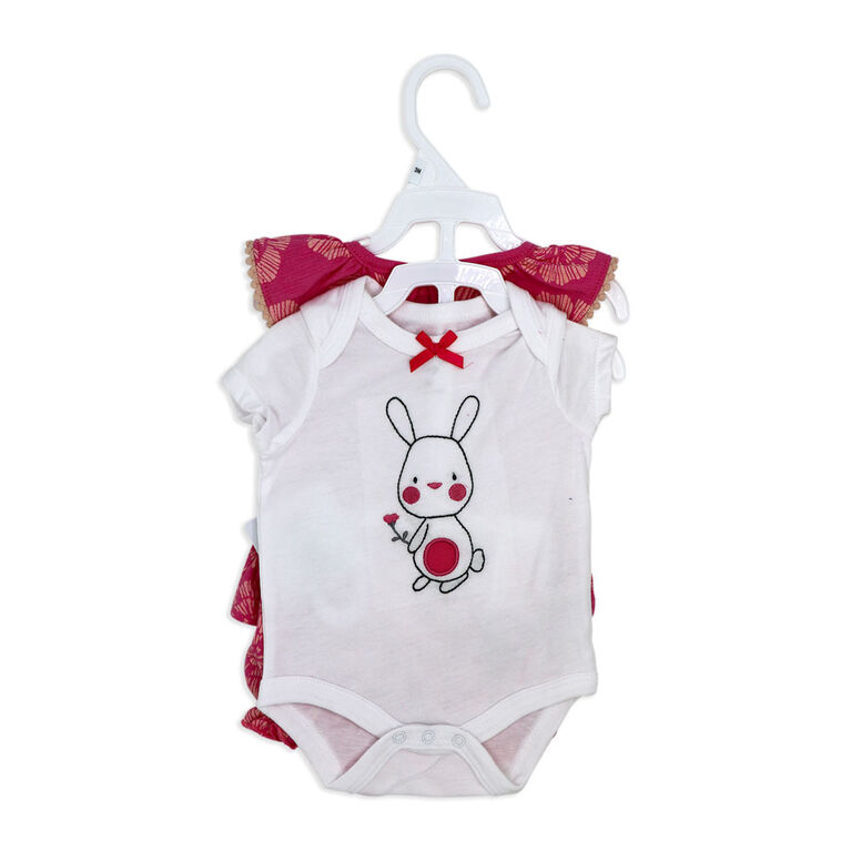 Sterling Baby 3 Pièces gaze short ensemble : Lapin rose