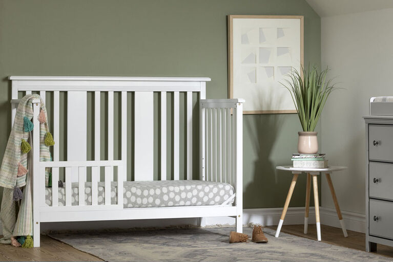 Cotton Candy Lit de b&eacute;b&eacute; avec barri&egrave;re de transition Blanc solide