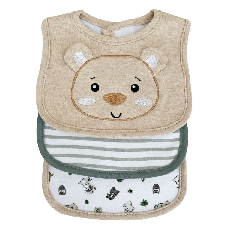 Koala Baby 3 pack Taupe Bear Jersey Bib