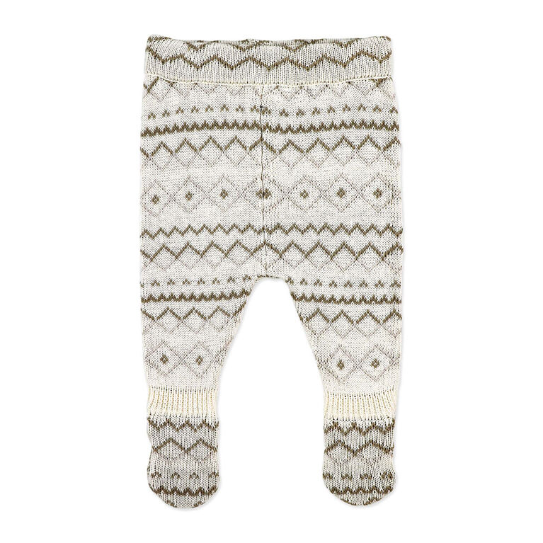 Rock a Bye Baby  Ensemble cardigan en tricot avec pieds : Fairisle cr&egrave;me 6-12 mois