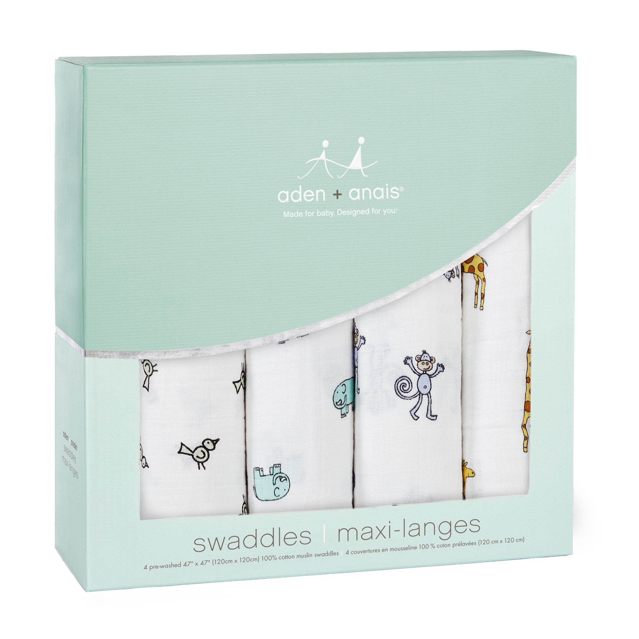 Aden Anais 4 Pack Muslin Swaddle Jungle Jam