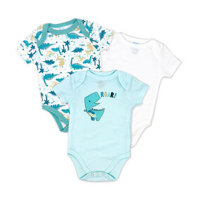 Baby Mode Paquet de 3 Bodys : dinosaure sarcelle