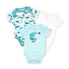 Baby Mode Paquet de 3 Bodys : dinosaure sarcelle