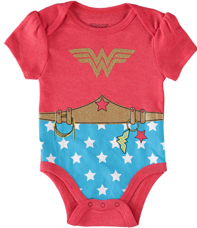 Wonder Woman Newborn 3 Pack Bodysuit 6-9M Red