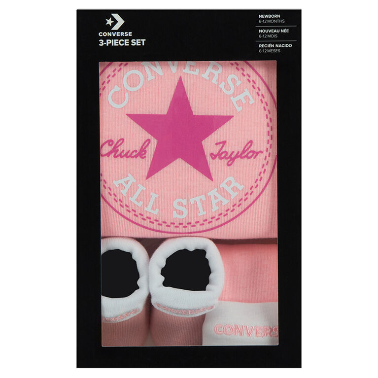 Converse 3 Piece Creeper Set - pink - 0/6m