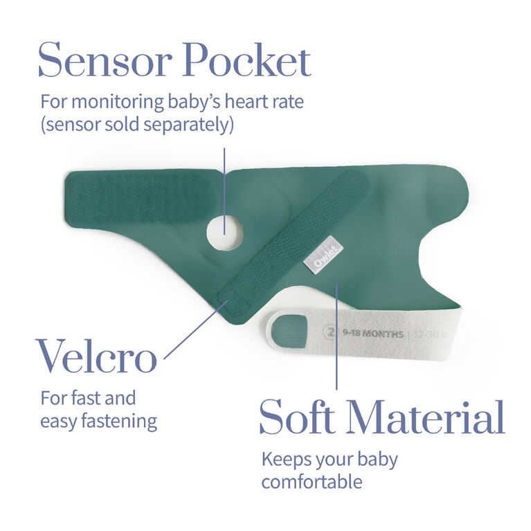 Owlet Accessoire chaussette en tissu pour le moniteur bébé Smart Sock 3, convient aux bébés de 0 à 18 mois, Vert marin profond (capteur et station de base non inclus)