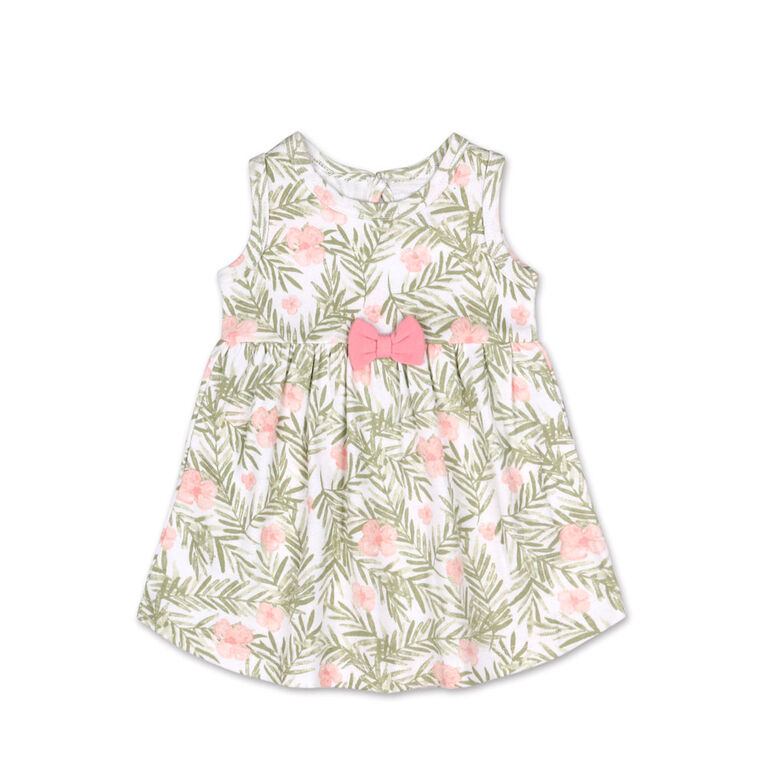 Koala Baby Short Sleeve Green Floral Print Dress - 0-3 Months