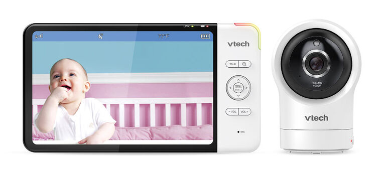 Le moniteur vidéo Wi-Fi intelligent pour bébé avec écran de 7 po et caméra  panoramique 1080p HD et inclinaison à 360 degrés, blanc, RM7764HD de Vtech