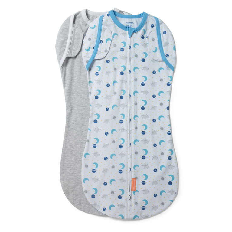SwaddleMe Arms Free 2PK Convertible Pod ZOOM TO THE MOON STAGE 2