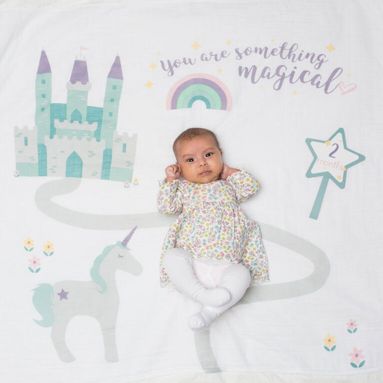 Lulujo - Baby's 1st Year - Monthly Milestone Photography Background Prop, Blanket and Cards Set - Something Magical