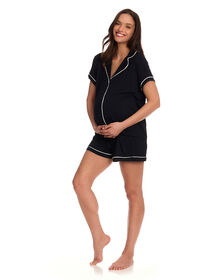 Chloe Rose 2 Piece Maternity & Nursing Short Set Black L