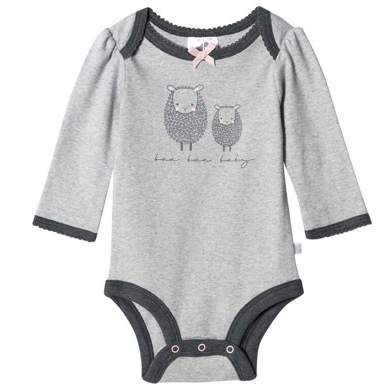 Just Born Baby Girls' 2-Piece Organic Long Sleeve Onesies Bodysuit and Pant Set - Lil' Lamb 3-6 months