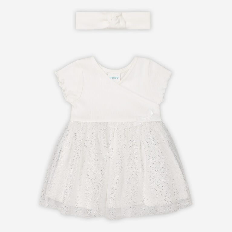 Rococo 2 Piece Tutu Dress with Headband Set White 2-3