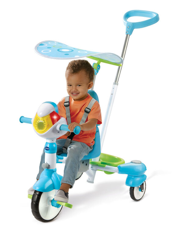 Tricycle Evolutif 4en1 avec Harnais de Sécurité Auvent Réglables  Garde-Corps Amovible pour Enfant/Bébé Mixte 1-6 ans Gris - Costway