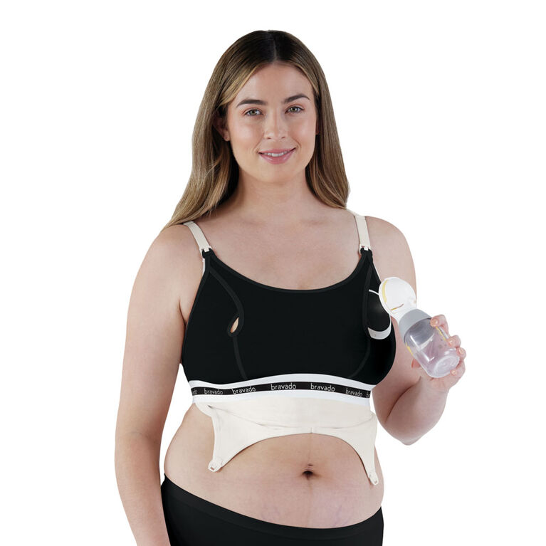 Clip and Pump Hands-Free Nursing Bra Accessory - Sustainable, Black, Large