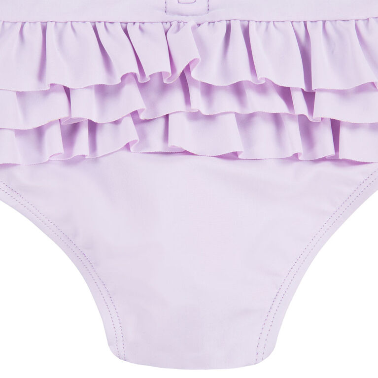 Hurley Ruffle Long Sleeve One-Piece Swimsuit - Light Lavender - Size 18M