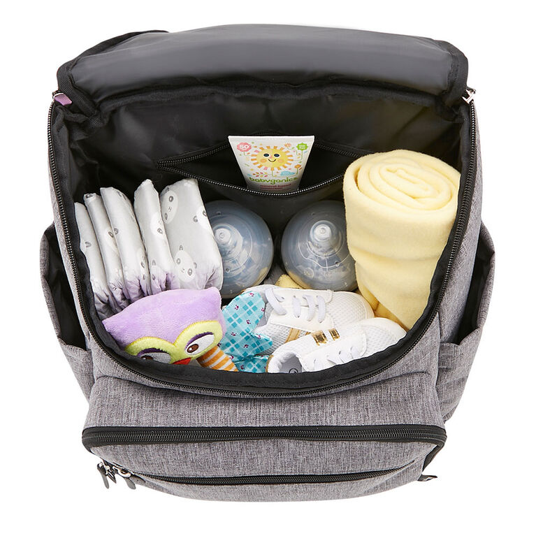 Baby Boom Shell Backpack Diaper Bag Grey Crosshatch