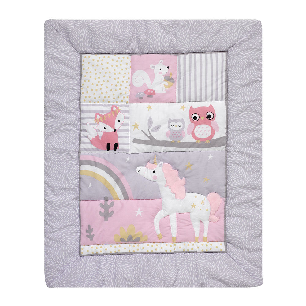 Pink Purple Bedtime Originals Rainbow Unicorn 3-Piece Crib Bedding Set 