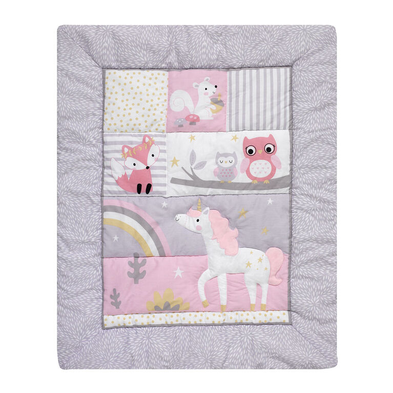 Bedtime Originals - Rainbow Unicorn 3-Piece Crib Bedding Set - Purple