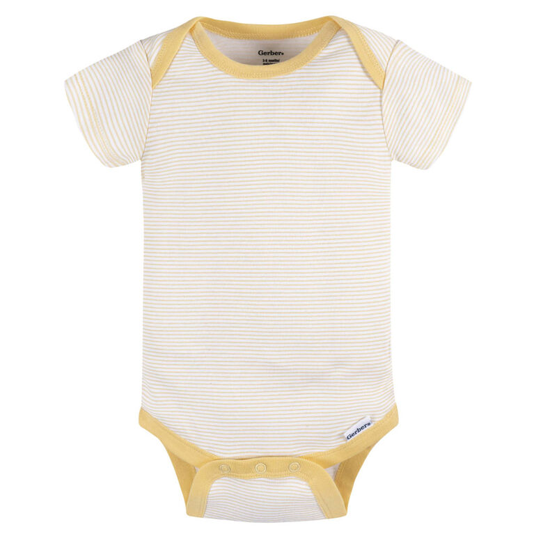 Gerber Childrenswear    Lot de 3 body manches courtes Rose+Jaune  Nouveau-Né