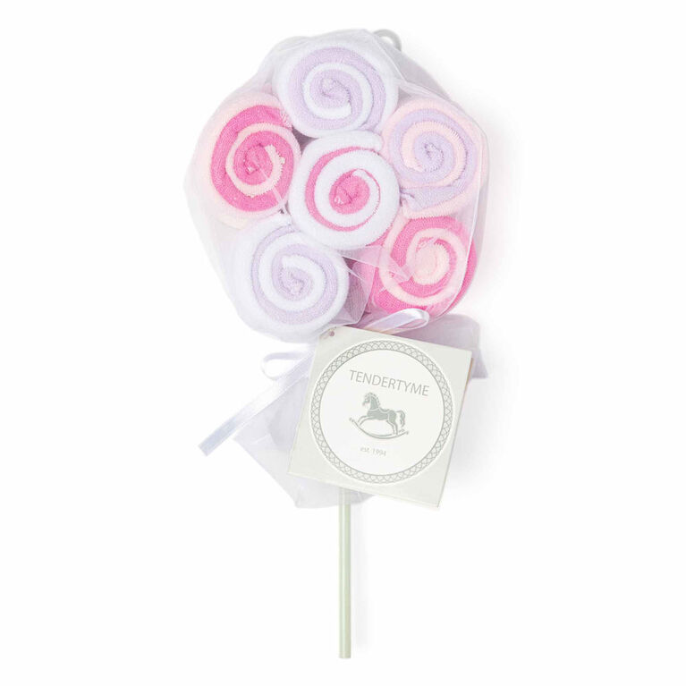 Tendertyme 12 Pack Lollipop Washcloth: Pink